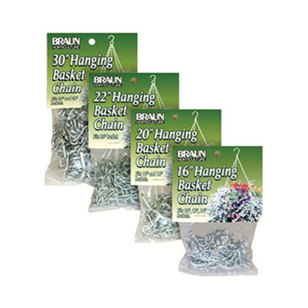 Braun 51 cm (20") 3-Loop Hanging Basket Chains for 41-46 cm (16"-18") Baskets, Black