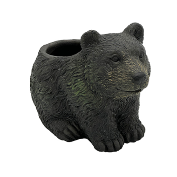 Classic Home & Garden Cement Bear Planter, Dark Brown
