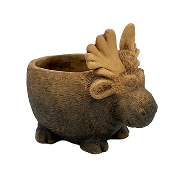 Classic Home & Garden Cement Moose Planter, Light Brown