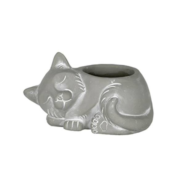 Classic Home & Garden Small Cement Sleeping Cat Planter, Natural
