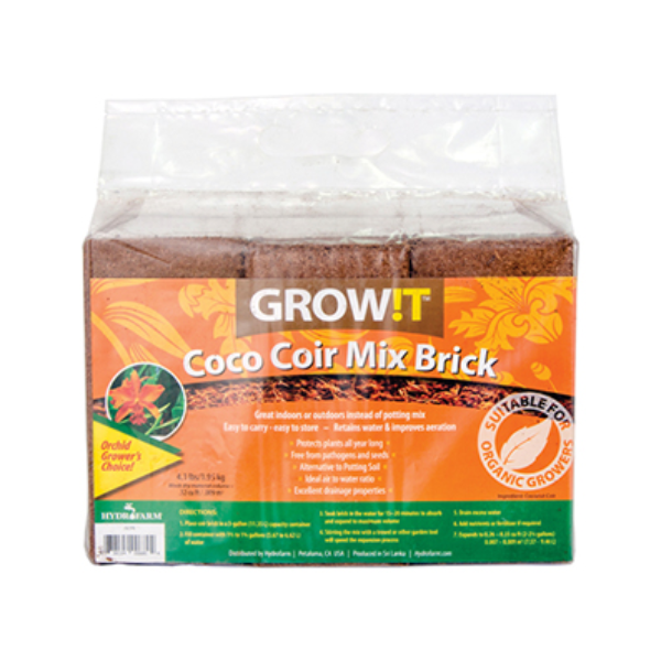 GROW!T Organic Coco Coir Mix Brick, Pack of 3 (1.9 kg)
