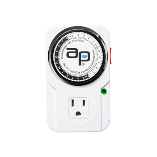 Autopilot Analog Grounded Timer, 15 Minute On/Off, 24 Hour, 15A/1725W