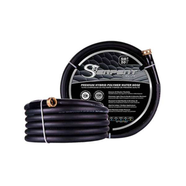 New-Line Serpent Premium Hybrid Polymer Water Hose, 5/8" x 15 m (50 ft), Black