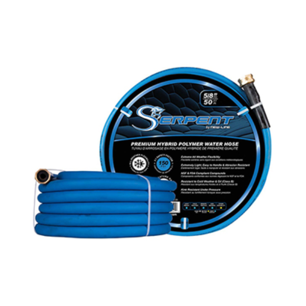 New-Line Serpent Premium Hybrid Polymer Water Hose, 5/8" x 7.6 (25 ft), Blue