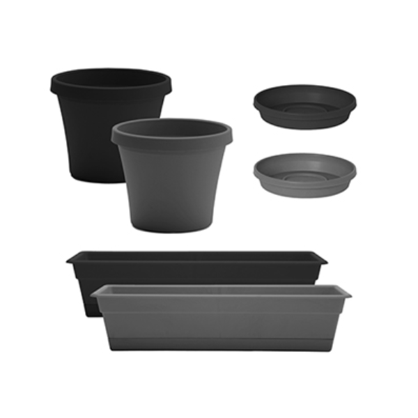 Bloem Terra Planter, Saucer, Dura Cotta Display Refill, Black & Charcoal (304 pcs)