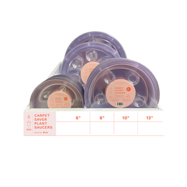 Curtis Wagner 15.2-30.5 cm (6"-12") Designer Heavy Plant Saucer, Clear, Shelf Display (150 pcs)