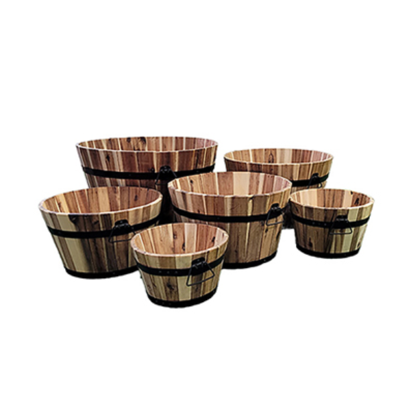 DeVault Light Whiskey Barrel Planters, Set of 6
