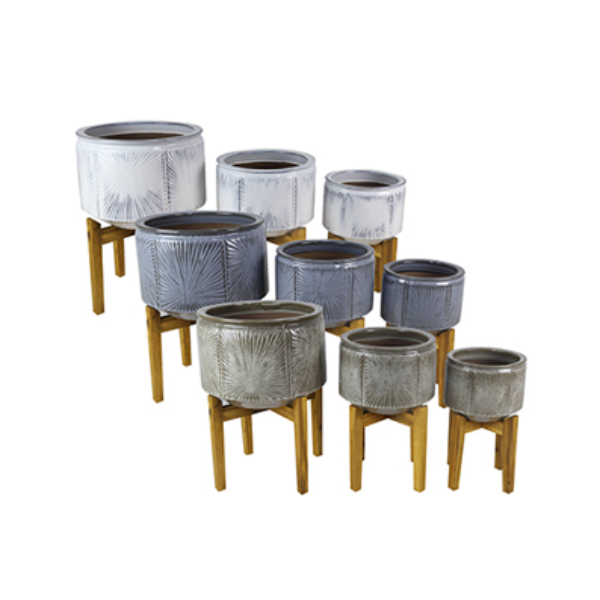 Evergarden Lisboa Ceramic Pots w/ Legs, Set of 3, (18 Sets)