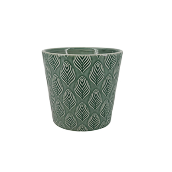 Evergarden Kale Running Glaze Indoor Ceramic Planter, 13.2 x 13.2 x 12.1 cm