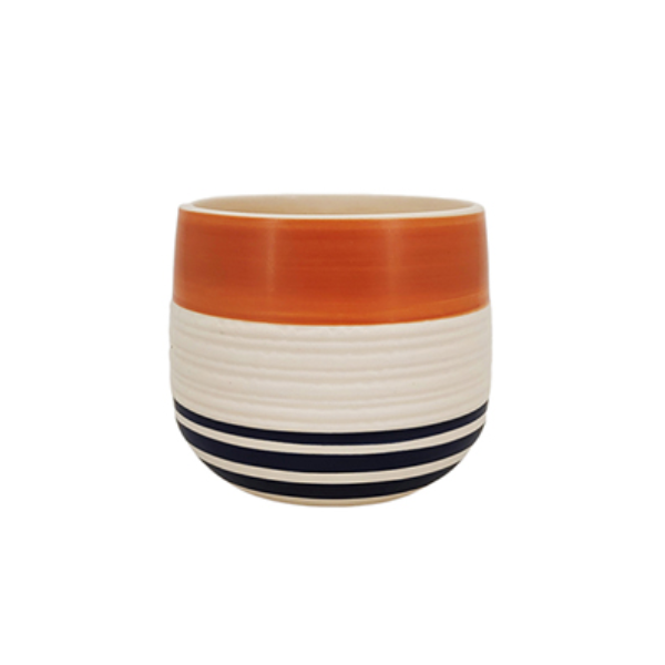 Evergarden Orange & Black Indoor Ceramic Planter, 11.4 x 11.4 x 9.7 cm