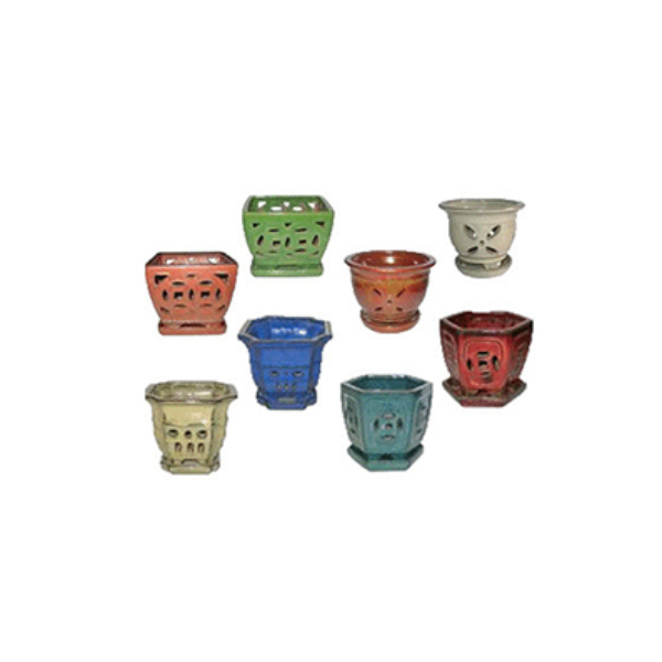 Evergarden Orchid Pot w/ Attached Saucer, 12 cm (5"), Assorted Styles/Colours