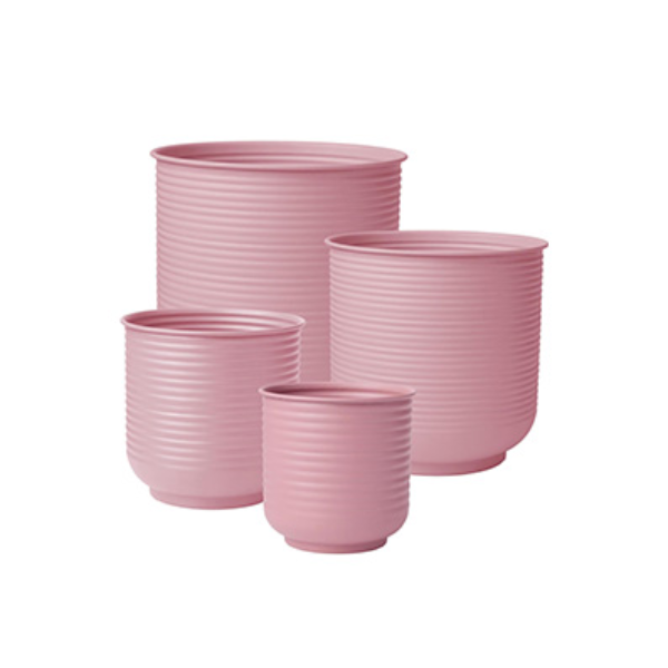 Bloem 15, 20, 25, 30 cm (6", 8", 10", 12") Grove Metal Planter, Dusty Rose (Set of 4)