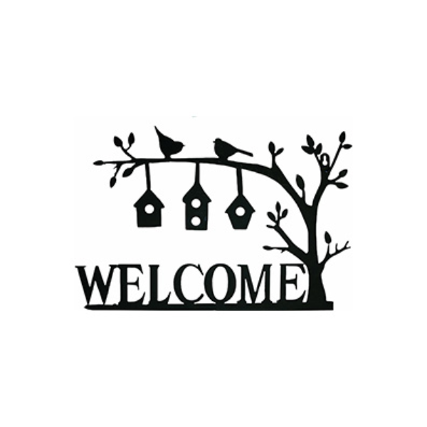 Wall Plaque Welcome W/bird Hse