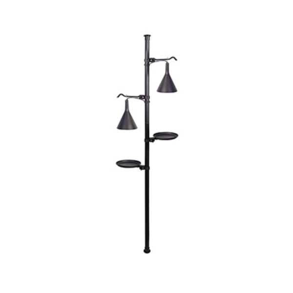 HAPPY PLANT GROW LIGHT - 2 PLANT LIGHTS w/ 3 SHELFS w/ VERTICLE TELESCOPIC POLE - 12w - BLACK